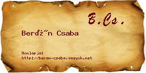 Berán Csaba névjegykártya